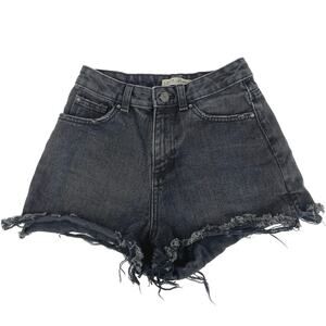 Denim Co Black 100% Cotton High Waisted Chic Cutoff Denim Jean Short Size 2